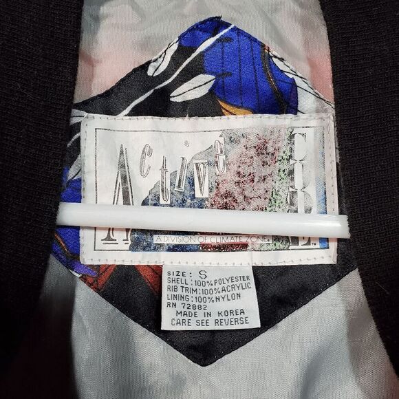 Active Code Jacket Women Small Black Hot Air Balloon Windbreaker Full Zipper Vtg - Picture 5 of 10